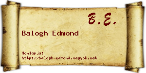 Balogh Edmond névjegykártya
